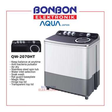 AQUA Mesin Cuci 2 Tabung 20KG QW-2070HT / QW2070HT Twin Tube