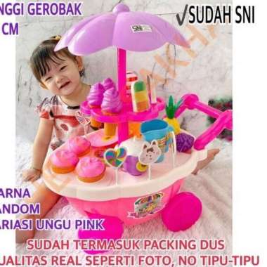 mainan gerobak es krim jumbo - troli jualan ice cream besar anak cewek Multicolor