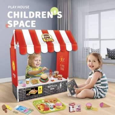 diy hamburger house mainan tenda jual beli anak pretendplay Multicolor