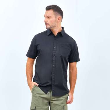 Emba Classic-Kemeja Lengan Pendek Polos warna Hitam - Arttruk M