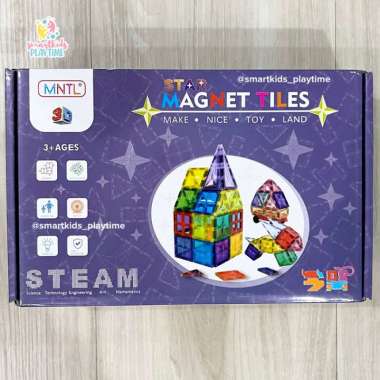 mntl magnetic tiles 40 pcs square packs mainan edukasi anak Multicolor