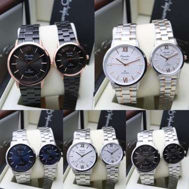 JAM TANGAN COUPLE ALEXANDRE CHRISTIE AC 8689 AC8689 SLIM ORIGINAL TERBARU SILVER BLACK