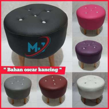 OSCAR KULIT - SOFA STOOL BULAT / SOFA MINIMALIS 45 CM PUTIH STOOL KANCING -OSCAR