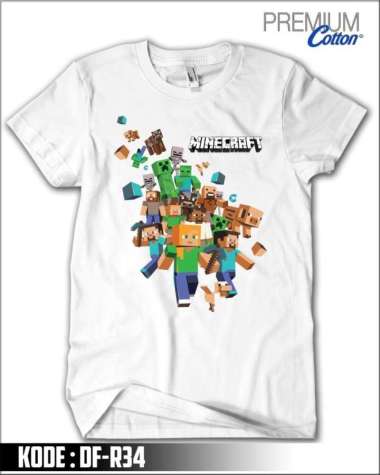 Kaos Minecraft Premium Cotton Baju Anak Minecraft #DF-R34 11-12 tahun