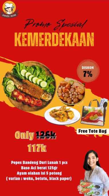 Dapoer Intan Paket spesial kemerdekaan pepes bandeng duri lunak ayam betutu baso aci free totebag