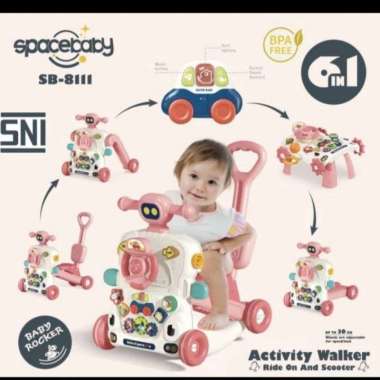 Sugar Baby 6 in 1 Activity Walker Pink