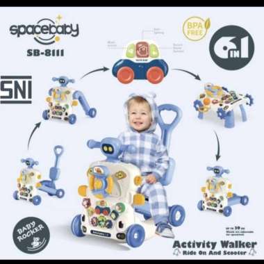 Sugar Baby 6 in 1 Activity Walker Biru