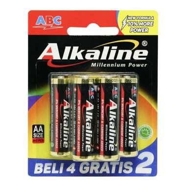 ABC Alkaline Baterai AA / A2 LR6 Isi 4 GRATIS 2