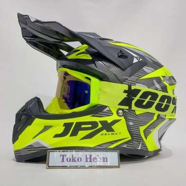 helm trail JPX cross FOX 1 motif X35 plus goggle 100% M ylw mt+grn flo