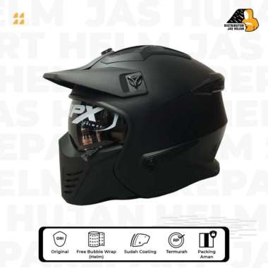 Helm Jpx mx 726 R ORIGINAL JPX SEMI CROSS XXL hitampolos