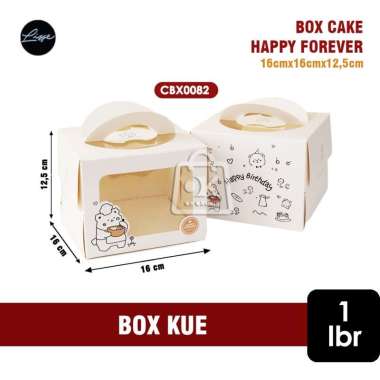Box Kue Ultah Happy Birthday Forever Dus Korea Cake (1 lbr) Putih Motif CBX82