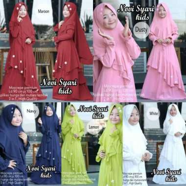 KID SYAR'I NOVI | GAMIS ANAK BAHAN MOSCREPE TEBAL AKSEN Multicolor