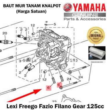 Baut Mur Tanam Knalpot Lexi Freego Fazio Filano Gear 125 Asli Original Yamaha Surabaya 956120861800