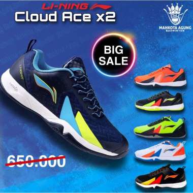 sepatu badminton Lining Original CLOUD ACE X2 KEREN CUCI GUDANG BIG SALE DISKON MURAH 40 White orang