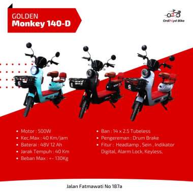 Sepeda Listrik GODA 140-D New Golden Monkey Merah