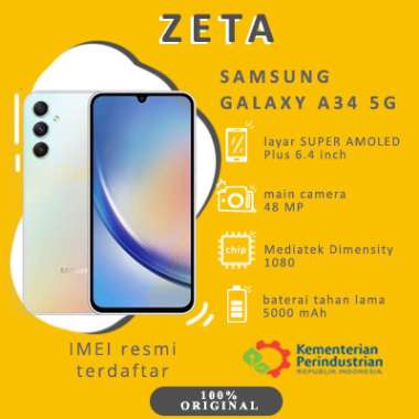 SAMSUNG A34 5G RAM 8GB / ROM 128GB - BARU, GARANSI SEIN Awesome Violet 8/256