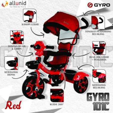 Sepeda Stroller Anak Gyro 101C Sepeda Roda Tiga Anak