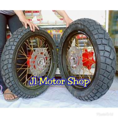 Velg - Wheelset Supermoto Honda Crf150 L + Ban Tromol Ori Buat Crf Multicolor