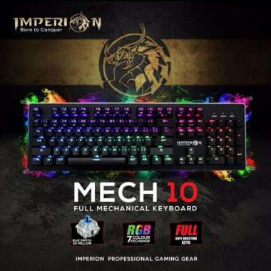 Keyboard Mechanical Imperion Gaming Mech10 RGB Full Size Hitam