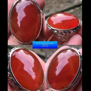 Akik Cincin Batu Kristal Merah Yaman Ahmar Gambar Persegi Motif Antik1