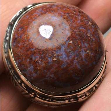 Akik Cincin Natural Batu Motif Gambar Kulit Tokek Merah Unik Antik