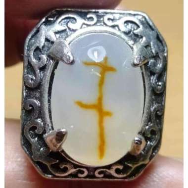 Cincin Akik Batu Natural Motif Gambar Huruf F Antik