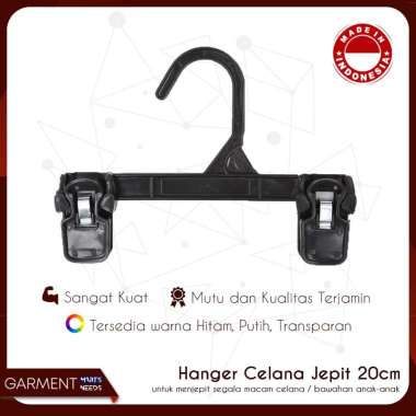 Hanger Jepit Celana Anak 20cm Plastik Tebal merek Bintang NO BUBBLEWRAP HITAM