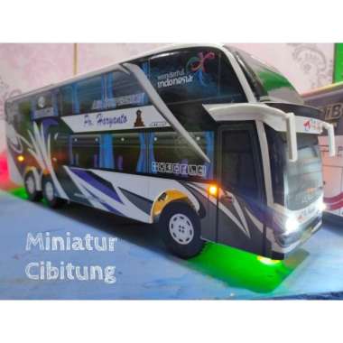 Miniatur Bus Bis Haryanto Double Decker Lampu Multicolor