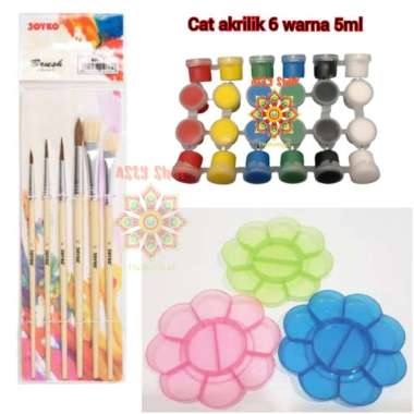 Paket Lukis (Cat Akrilik,Kuas,Palet) Multicolor