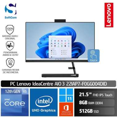 PC Lenovo IC AIO 3 4DID Desktop PC [Core i5-12450H/8GB/512GB SSD/21.5" Touch/W11+OHS]
