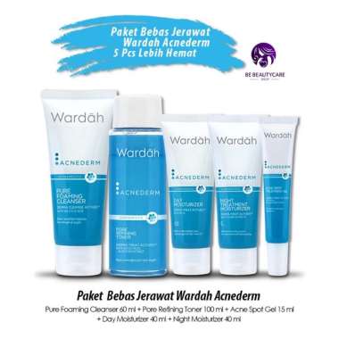Paket Lengkap Skincare Wardah Acnederm 5 Pcs - 5 In 1