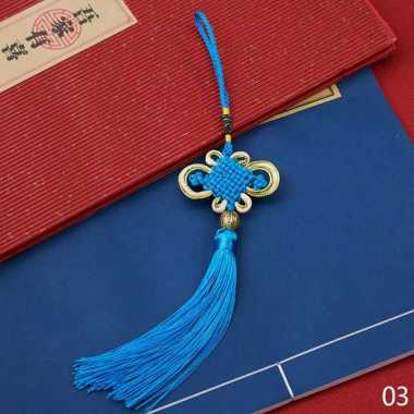 Gantungan Tasel Simpul Keemasan Norigae Simpul Keemasan Gantungan Aksesories Biru muda