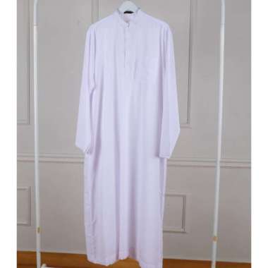 Gamis Jubah Pria KATUN SILK Putih Baju Jubah Gamis Pria Dewasa Muslim Gamis Pria Lengan Panjang Casu