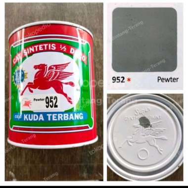 Kuda Terbang 952 Pewter Cat Minyak Besi Kayu 1 Kg Warna Abu-Abu