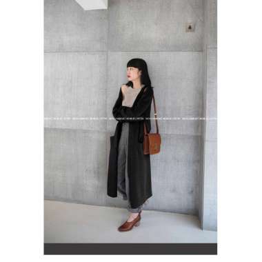 Premium Knit Outer/Cardigan Rajut Panjang Hitam