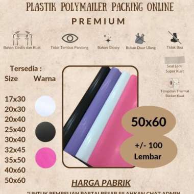 Polymailer 50 x 60 100 lbr Plastik Polimailer 50x60 Amplop GLOSSY Multivariasi Multicolor