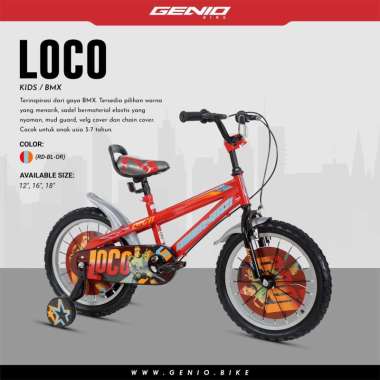 TERLARIS SEPEDA BMX ANAK GENIO LOCO 12 16 18 INCH BESI TEBAL Ukuran 18 Inch Kuning