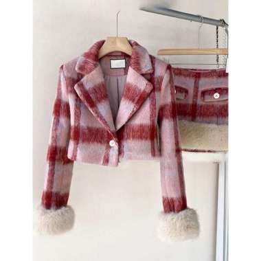 SPV Plaid Blazer Suit Two Piece #1910 Pink L