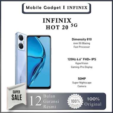 INFINIX HOT 20 5G ( 4GB/128GB ) Up to 7GB Extended RAM - 6.6 FHD+ 120 Hz - Dimensity 810 - NFC Space Blue