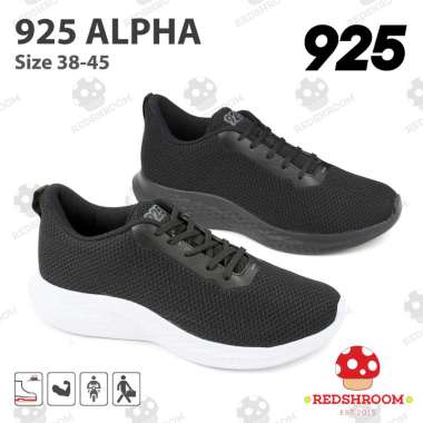 Sepatu Sneakers Kerja Pria 925 Alpha Series Hitam Putih - Full Black Lokal Nyaman Ringan Working Sne
