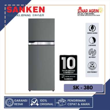 SANKEN KULKAS 2 PINTU INVERTER SK380 / SK-380 / (324 L) GARANSI RESMI - SILVER