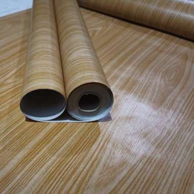 WALLPAPER STIKER DINDING MOTIF KAYU SERAT COKLAT MUDA