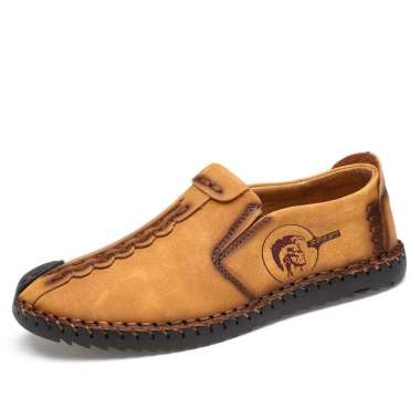 Mivaso Import Sepatu Sneaker Pria Loafer Slip On Kulit Sapi Casual Sepatu Tanpa Tali Kantor Kulit As