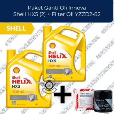 PAKET GANTI OLI INNOVA BENSIN DIESEL SHELL HX5 + FILTER OLI YZZD2-82