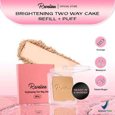 Reveline Refill Two Way Cake Bedak Padat Foundation Free Sponge Natural Beige