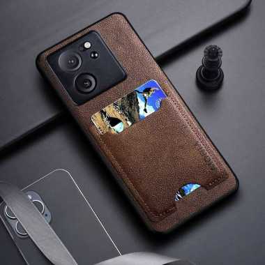 CASING XIAOMI 13T CASE XIAOMI 13T SOFTCASE LEATHER SLOTCARD XIAOMI 13T Coklat