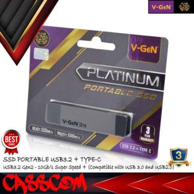 V-GeN SSD Portable Platinum 2TB USB 3.2 Type-C SSD External Vgen 2 TB