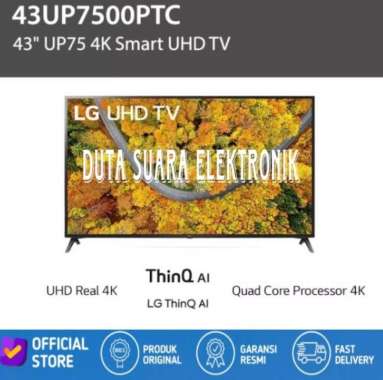 Terbaru Lg 43Up7500Ptc Smart Uhd Tv 4K 43Inch/Ai Thinq/Bluetooth/Ai Sound TANPA PENGAMAN