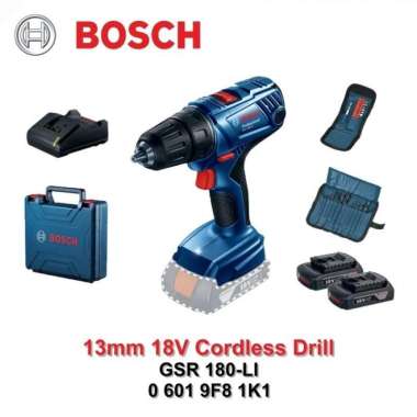 Cordless Drill Bosch GSR 180-Li Bor Baterai Bosch Multicolor