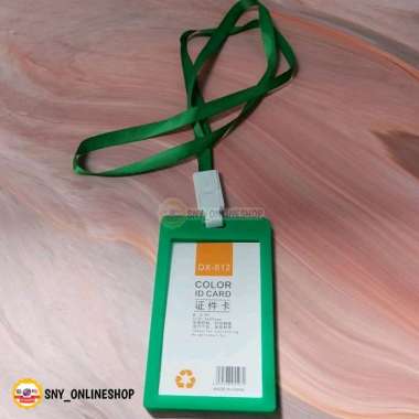 (10 Set) ID Name Tag Casing ID Card Gantungan Tali + Tali ID Card Holder Tempat ID Card DX-612 Hijau